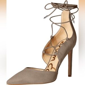 Sam Edelman Taupe / Grey Suede Lace-Up Pointed Toe Stiletto - Size 11